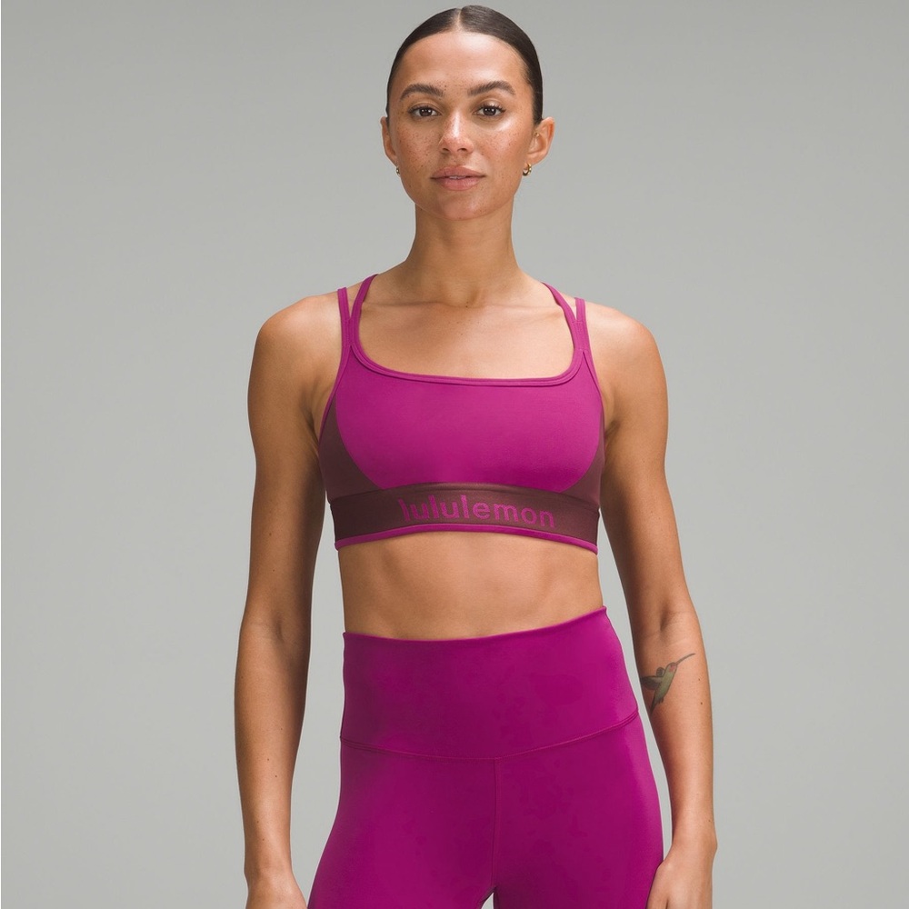 Lululemon Logo Train Strappy Bra, Light Support Size 14 B/C Cup